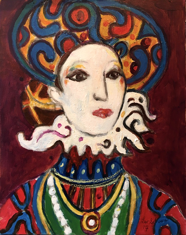 Woman in hat with amulet