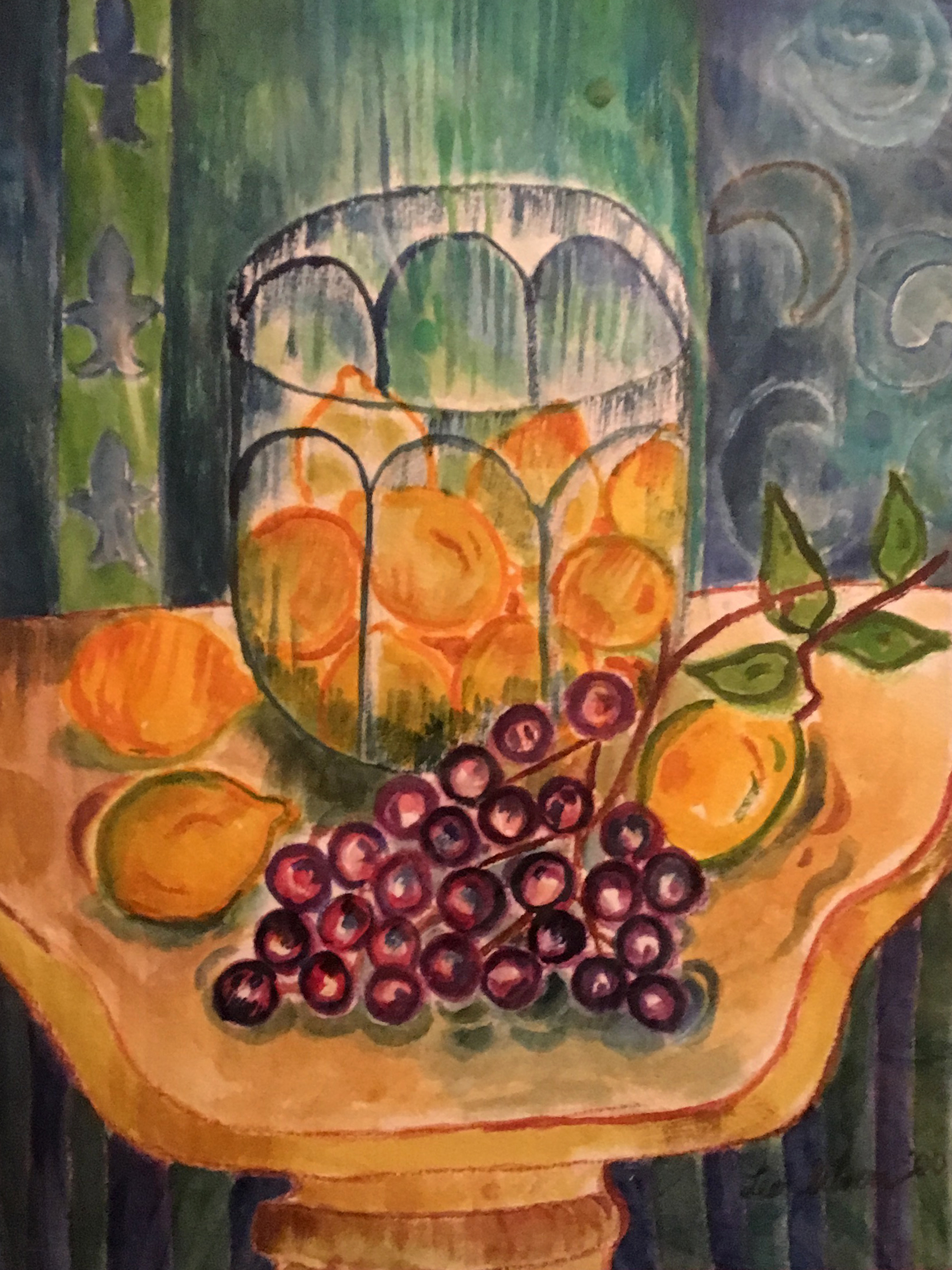 Lemons with grapes